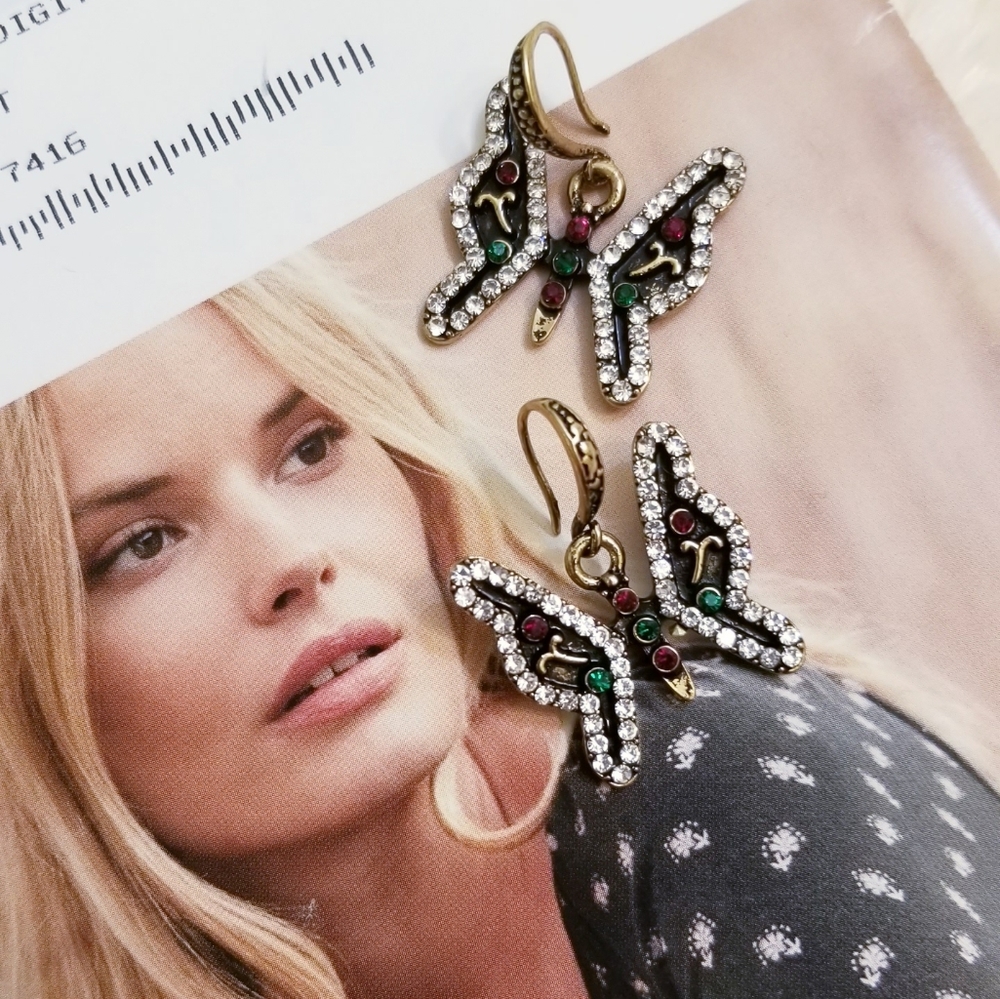 Turkish Crystal Enamel Butterfly Earrings - Picture 15 of 16